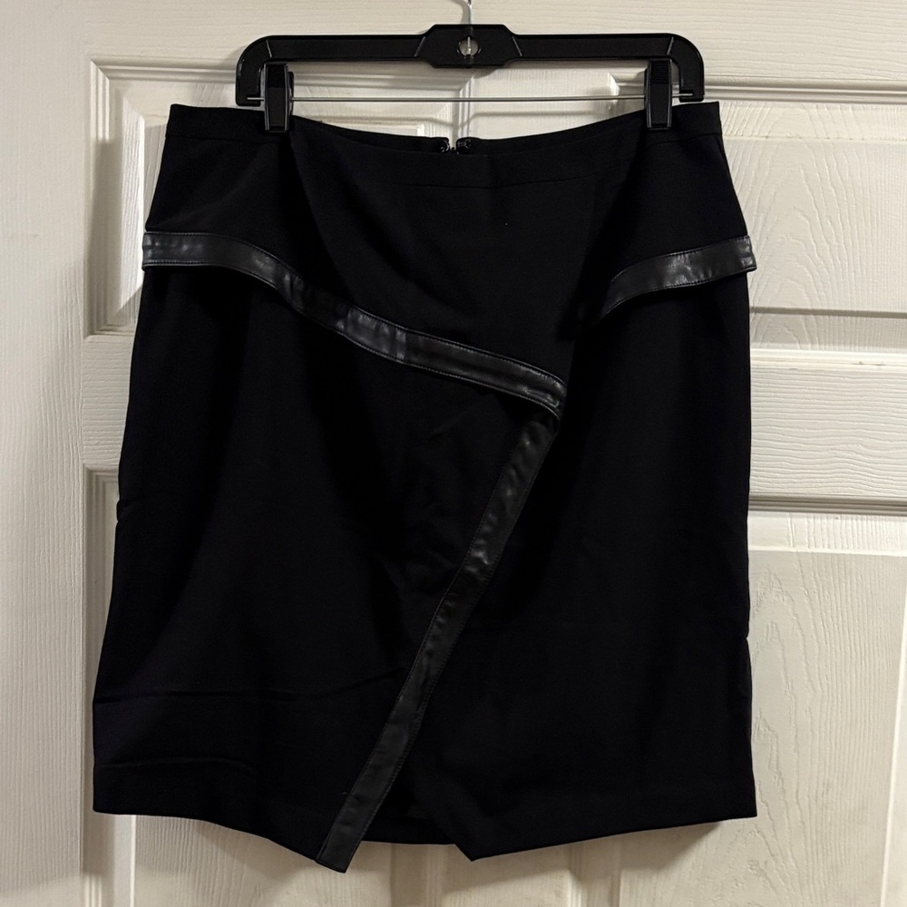 Worthington Black Skirt with Faux Leather Trim